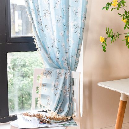 Light blue floral curtains - Image 3