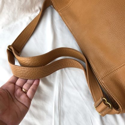 Caramel Brown Leather Tote Bag - Image 5