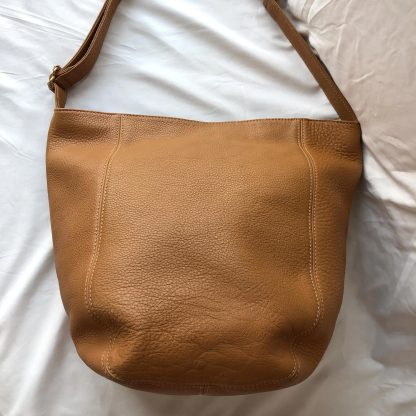 Caramel Brown Leather Tote Bag - Image 3