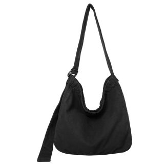 Black canvas casual shoulder bag