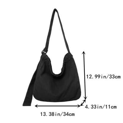 Black canvas casual shoulder bag - Image 3