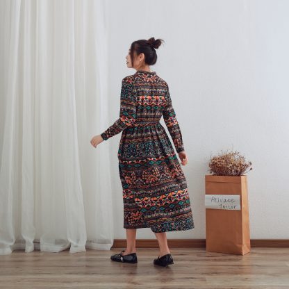 Geometric print lapel dress - Image 3