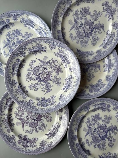 Blue and white flower and bird pattern dinner plate - Image 5