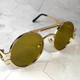 Steampunk retro round frame sunglasses