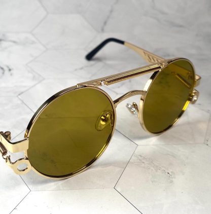 Steampunk retro round frame sunglasses