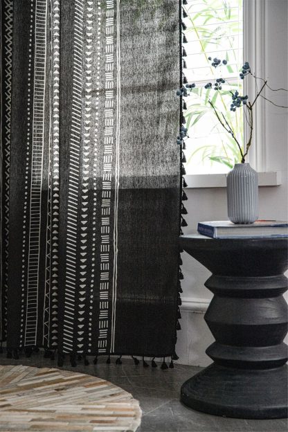 Geometric print tassel curtains