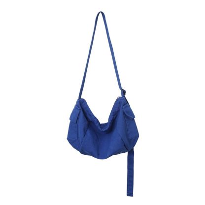 Dark blue canvas casual shoulder bag