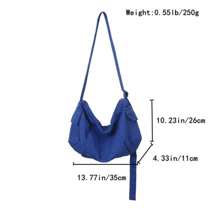 Dark blue canvas casual shoulder bag - Image 3