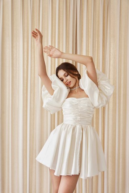 French Retro Puff Sleeve Wedding Dress