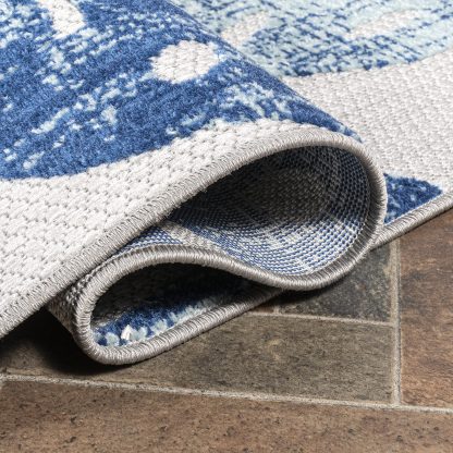 Tropical Plant Print Outdoor Woven Rug - Image 8