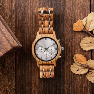 Silver dial watch with Roman numerals