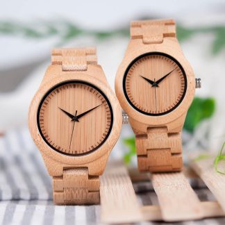 Simple round dial design wooden watch