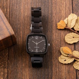 Simple style square wooden watch