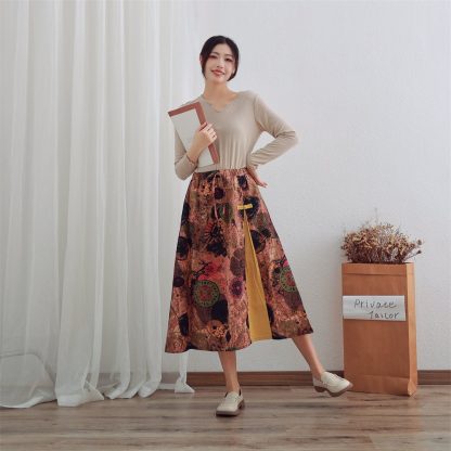 Retro print skirt