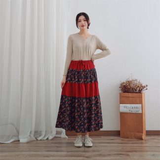 High waist floral maxi skirt