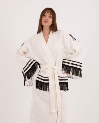 Contrast fringed bathrobe - Image 4