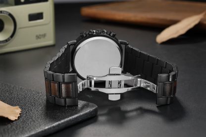 Three-eye chronograph black wooden watch - Image 2