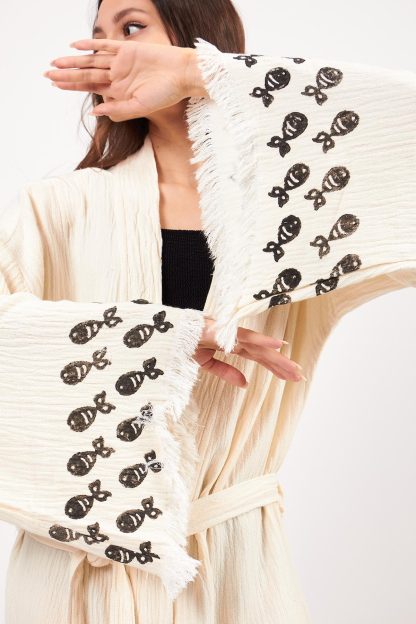 Relaxed holiday embroidered jacquard robe - Image 2