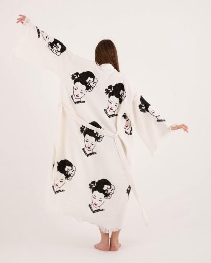 Vintage Print Raw Edge Robe - Image 4