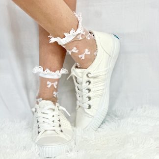Bow lace transparent socks