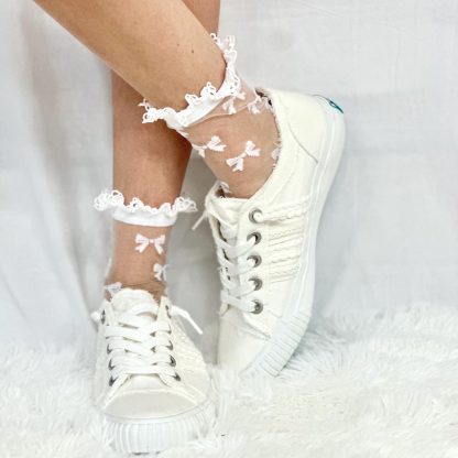 Bow lace transparent socks