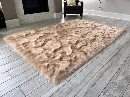 Light brown faux sheepskin rug