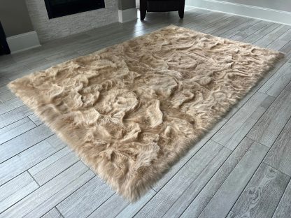 Light brown faux sheepskin rug - Image 2