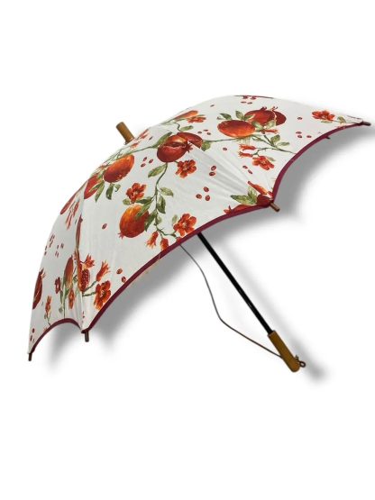 Pomegranate flower painted wooden handle umbrella - Image 8
