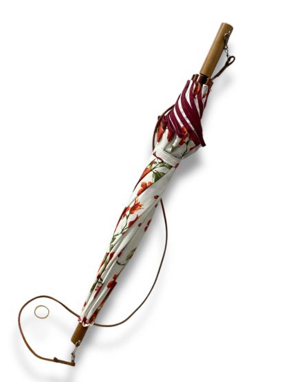 Pomegranate flower painted wooden handle umbrella - Image 6