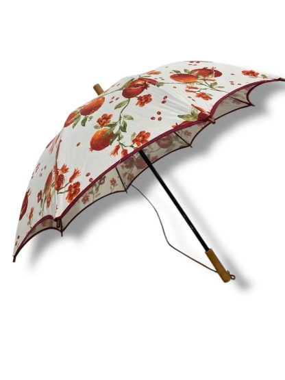 Pomegranate flower painted wooden handle umbrella - Image 4