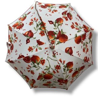 Pomegranate flower painted wooden handle umbrella