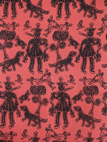 Silk square scarf with folk character pattern - Image 5