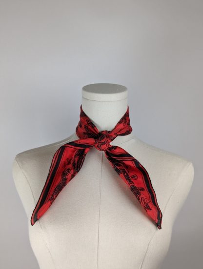 Silk square scarf with folk character pattern - Image 4