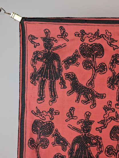 Silk square scarf with folk character pattern - Image 3