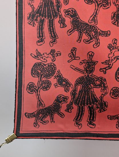 Silk square scarf with folk character pattern - Image 2
