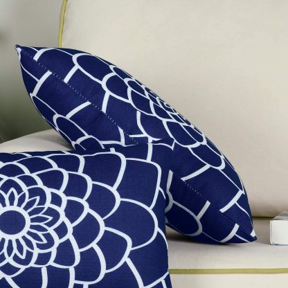 Navy blue floral pillowcase - Image 5