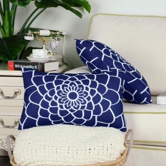Navy blue floral pillowcase