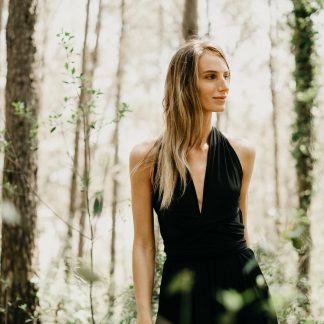 Forest style backless little black dress