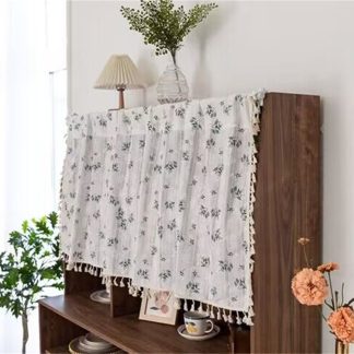 Forest style floral tassel short curtain