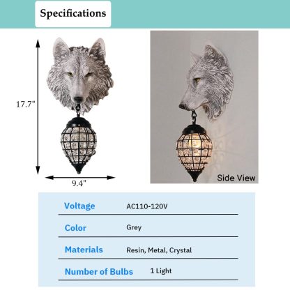 Nordic style wolf head wall lamp - Image 9