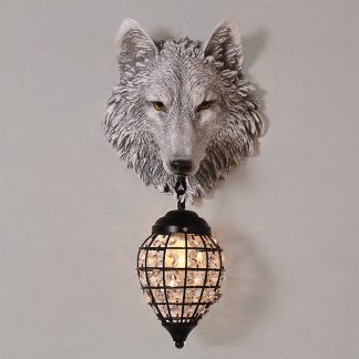 Nordic style wolf head wall lamp