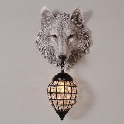 Nordic style wolf head wall lamp