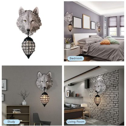 Nordic style wolf head wall lamp - Image 6