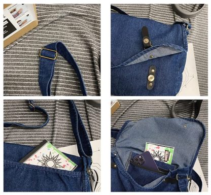 Denim Blue Canvas Shoulder Bag - Image 6