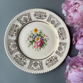 Vintage gold-painted floral dinner plate