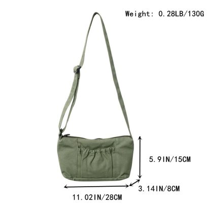 Army Green Canvas Casual Shoulder Bag - Image 3