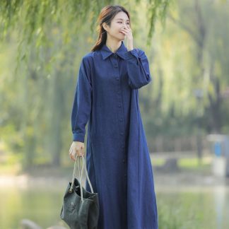 Blue long shirt dress