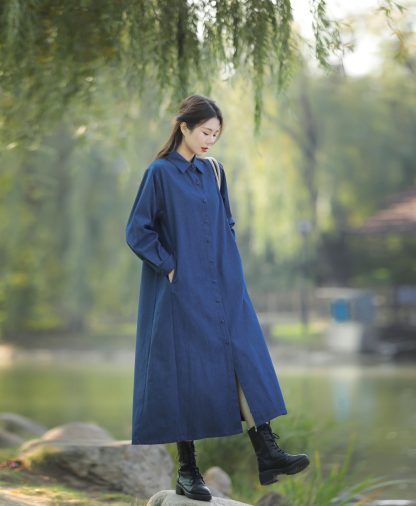 Blue long shirt dress - Image 3