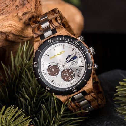 Wood and metal combination watch - Image 2
