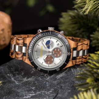 Wood and metal combination watch
